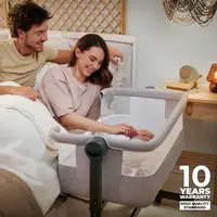 Patut co-sleeper KinderKraft Nestee Up 2 Beige, inclinare reglabila a saltelei, inaltime reglabila