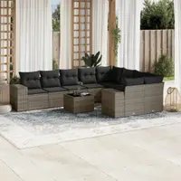 Gossi set mobilier de gradina cu perne, 10 piese, gri, poliratan