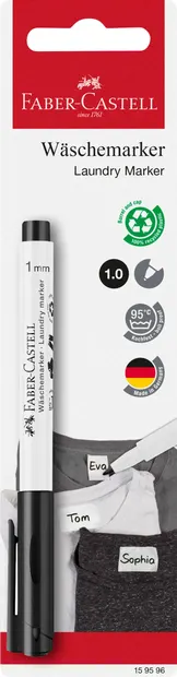 Marker pentru textile Faber-Castell - negru, în blister