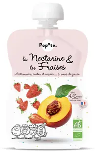 Piure cu nectarine si capsuni 4-6 luni Bio, 120g, Popote