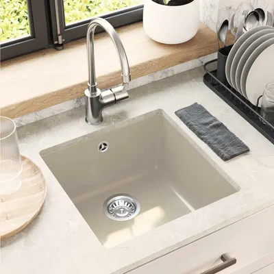 vidaXL Chiuvetă 80% Quartz și 20% Rășină 430 x 460 mm Bej