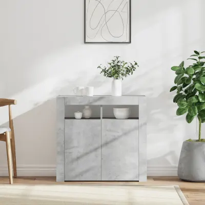 vidaXL Servantă cu lumini LED, gri beton, 80x35x75 cm