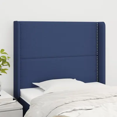 vidaXL Tăblie de pat cu aripioare, albastru, 103x16x118/128 cm, textil
