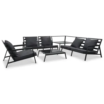 vidaXL Set mobilier grădină cu perne 5 piese gri închis aluminiu