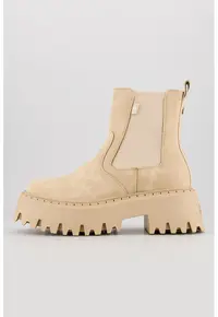 Ghete Chelsea de piele nabuc ecologica Aspen - Maro camel