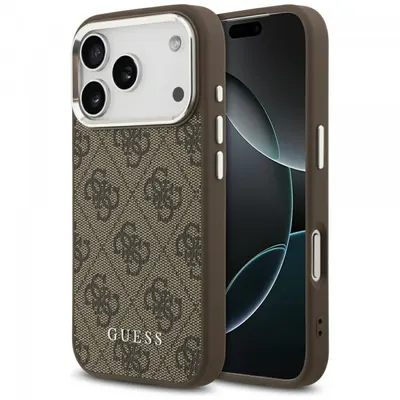 Husa MagSafe pentru Apple iPhone 17 Pro Max, Guess, 4G Classic Logo, Maro