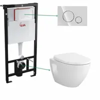 Set vas wc suspendat rimless Cersanit Moduo si rezervor incastrat Alcaplast cu clapeta crom lucios, Cersanit Opti B2