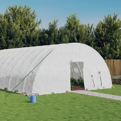 Gossi sera cu cadru din otel, alb, 108 m2, 18x6x2,85 m