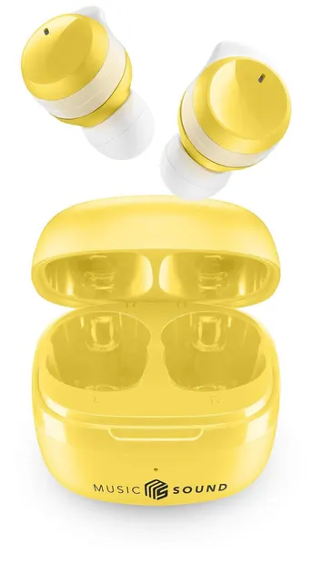 Căști wireless Cellularline - Music Sound Flow, TWS, galbene