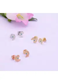Cercei OCEAN FLOWERS cu diamante naturale albastre - aur roz 14K