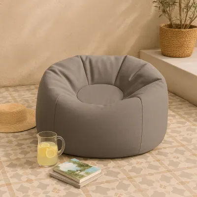 Fotoliu tip puf Premium pentru copii MeowBaby Floreo Drift Dlay Taupe Bean bag