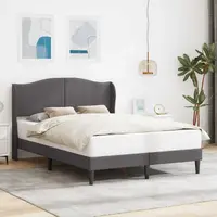 vidaXL Cadru de pat cu headboard Gri 160 x 200 cm Piele artificială