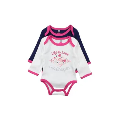 Set doua body-uri copii, 100% bumbac, alb albastru, Life is Love, Lee Cooper Engros
