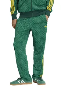 Pantaloni de trening cu model monograma si slituri cu fermoar la glezna - Verde/Galben