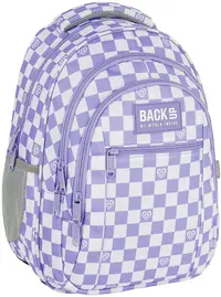 Ghiozdan școlar BackUp 8 O - Violet Checkerboard, cu 3 compartimente