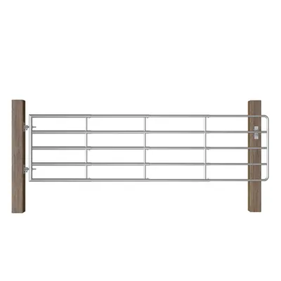 vidaXL Poartă de câmp cu 5 bare, argintiu, (115-300) x 90 cm, oțel