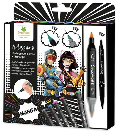 Set de markere alcoolice Sycomore - 10 bucăți, cu vârf