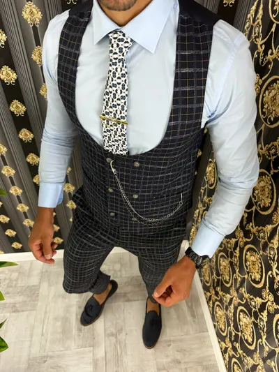 Vesta barbati eleganta slim fit bleumarin B1458 P20-2.1