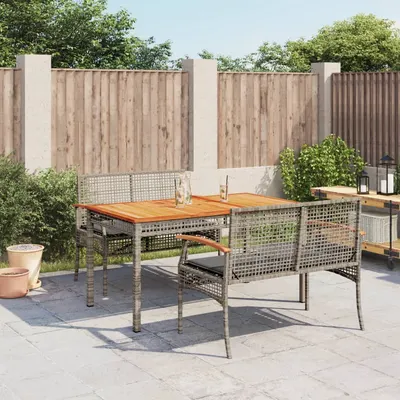 Gossi set mobilier de gradina cu perne, 3 piese, gri, poliratan