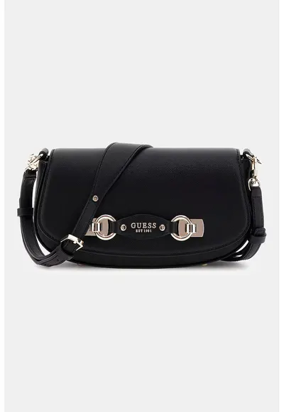 Geanta crossbody din piele ecologica cu clapa - Negru