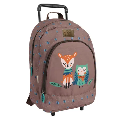 Ghiozdan troller, Perletti, model Bufniță & Vulpiță, 40 cm, colecția Cool Kids