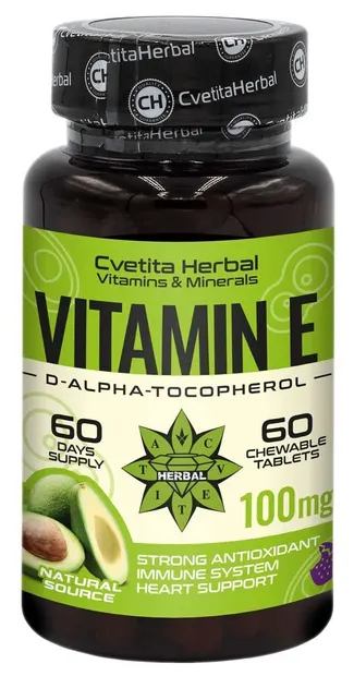 Vitamin E, 100 mg, 60 comprimate masticabile, Cvetita Herbal