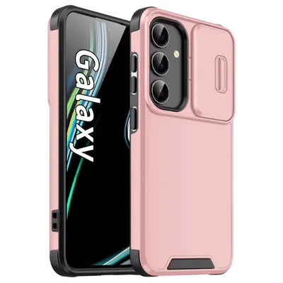 Husa cu Protectie Camera Glisanta pentru Samsung Galaxy S25/S24, Slide Armor, Antisoc, Roz Engros