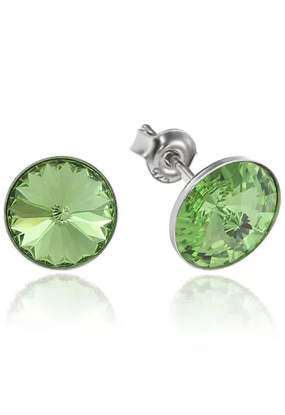Cercei Argint 925 placat cu rodiu cu cristale Swarovski® Rivoli 8mm - Verde