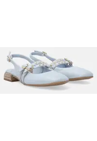 Pantofi slingback din piele cu catarama - Bleumarin