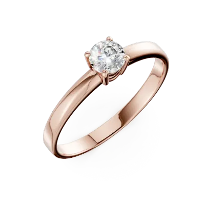 Inel de logodna din aur roz cu zirconia solitaire