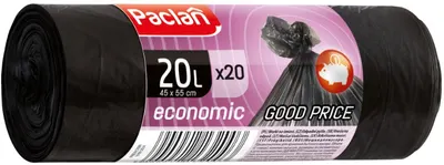 Saci de gunoi Paclan - Economic, 20 l, 20 buc., negre