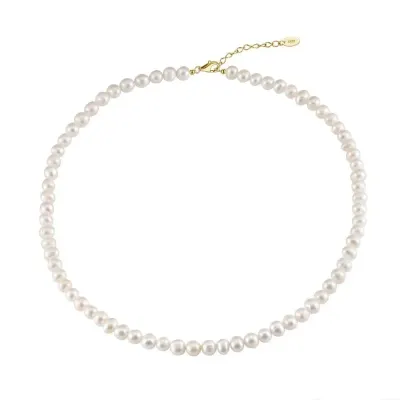 Lantisor argint 925, JW1708, model choker cu perle, placat cu aur