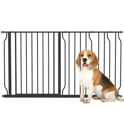 PawHut Barieră de siguranță barieră pentru animal de companie lungime reglabilă dim. 145L x 76H cm negru | Aosom Romania