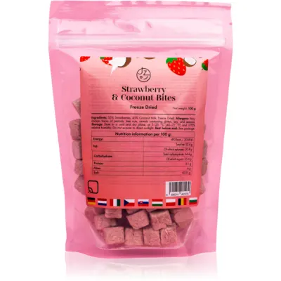 Să Mâncăm Sănătos Căpșuni liofilizate cu lapte de nucă de cocos 100 g fructe uscate prin congelare 100 g