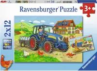 Puzzle pentru copii Ravensburger din 2 x 12 piese - Șantier de construcții și fermă