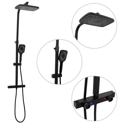 Gossi set de dus cu doua capete, mixer si furtun, negru, alama