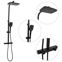 Gossi set de dus cu doua capete, mixer si furtun, negru, alama