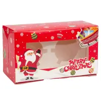 Cutie dreptunghiulară de Crăciun cu fereastră și 2 compartimente - roșu (set 25 buc) - Default Title
