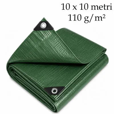 Prelata impermeabila 10x10 m, pentru utilaje si materiale, rezistenta la intemperii, 110 g/mp