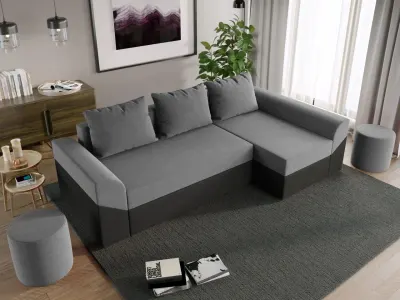 Coltar Extensibil Cali Stofa Gri Deschis / Piele Gri