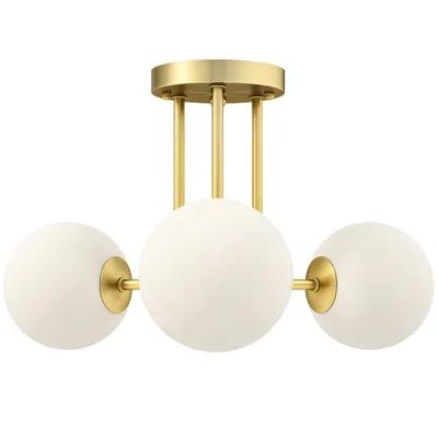 HOMCOM Candelabru de Tavan Vintage cu 3 Puncte de Lumină, cu Socluri G9, 42x42x26.5 cm, Becuri Neincluse, Aur | Aosom Romania