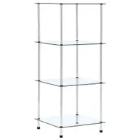 Gossi raft cu 4 niveluri transparent, 40x40x100 cm, sticla securizata