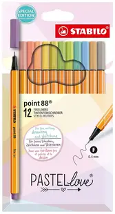 Set linere Stabilo Point 88 - Pastel Love, 12 culori