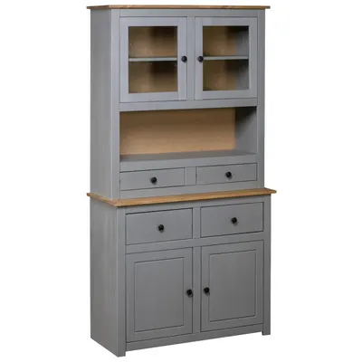 Gossi bufet inalt, gri, 93x40,5x180 cm, lemn masiv pin gama panama