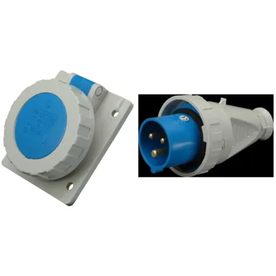 Solutie Completa Priza Incastrata si Fisa Industriala SEZ IP67 (63A, 400V, 4 Poli) - Putere si Protectie Trifazata in Medii Industriale