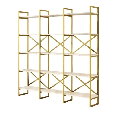 Raft VG6-GE, marmura alba + auriu, 170x30x175 cm