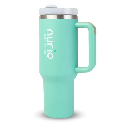 Sticla Termica Din Inox Cu Pai si Maner Nurio- Verde Pastel