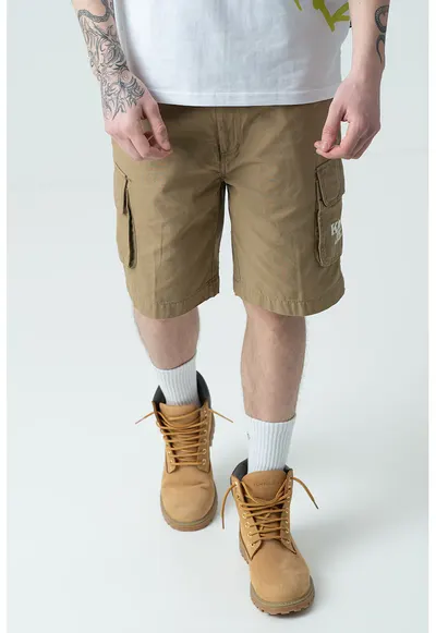 Pantaloni scurti cargo cu logo - Maro camel