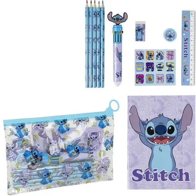 Set rechizite școlare Cerda Stitch - În penar transparent