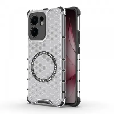 Husa MagSafe pentru Oppo Reno13 FS 5G / Reno13 F 4G / Reno13 F, Techsuit, HoneyComb Shield, Alba